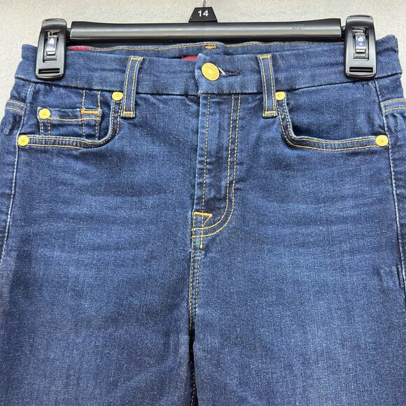 7 For All Mankind Jean Women's 25 (2) Dark Blue The High Waist Ankle Skinny - Picture 5 of 16